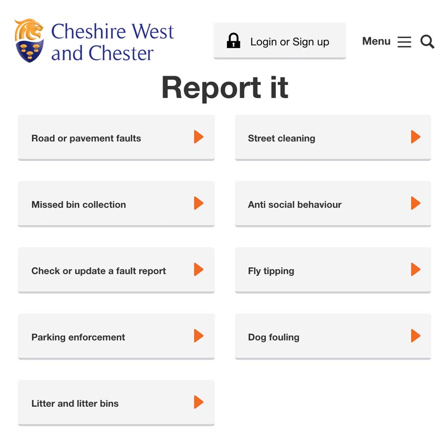 report it cheshire west and chester