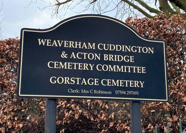 Gorstage Cemetery sign